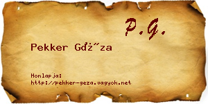 Pekker Géza névjegykártya